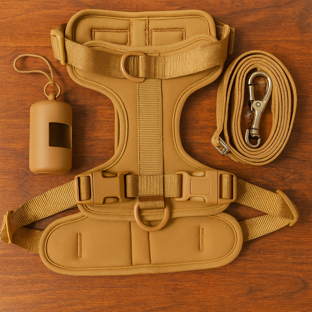 Brown-Combo 1(Harness, Leash and Poop bag)