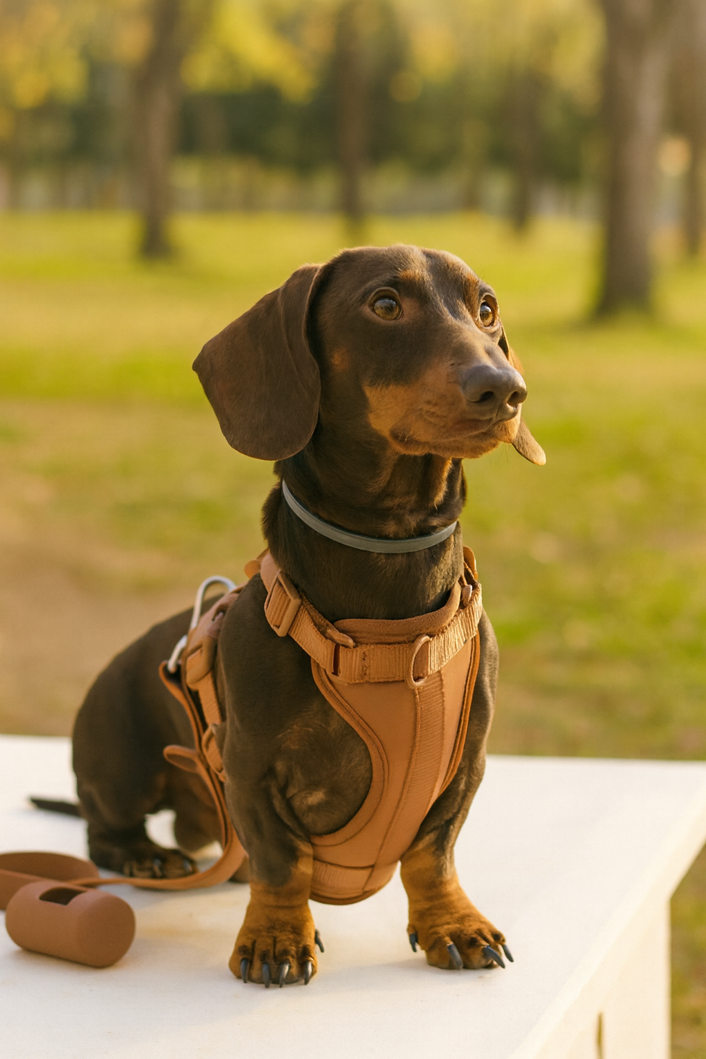 Brown-Combo 1(Harness, Leash and Poop bag)