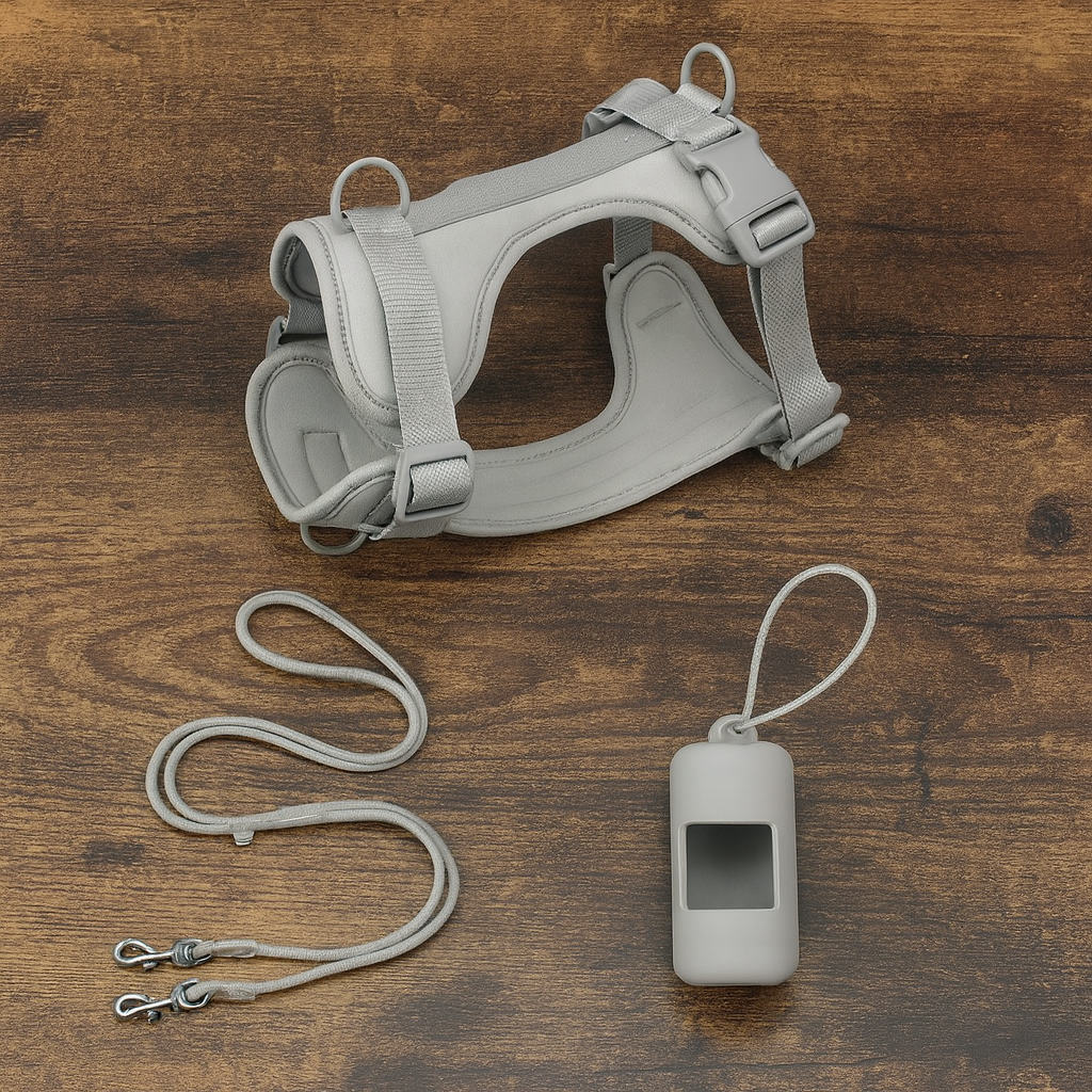Grey-Combo 1 (Harness, Leash and Poop bag)