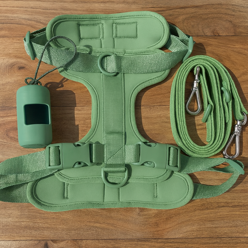 Green-Combo 1 (Harness, Leash and Poop bag)
