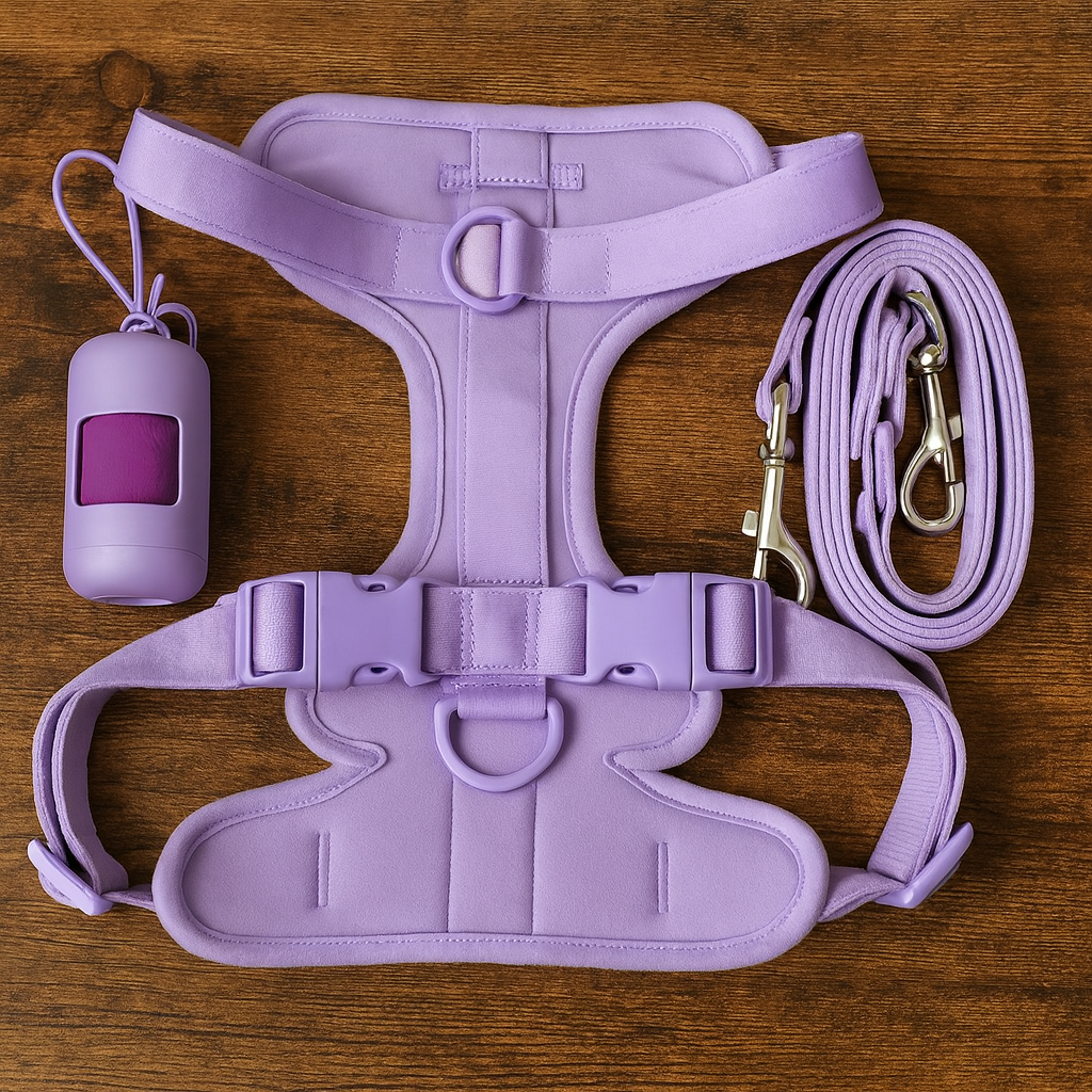 Purple-Combo 1 (Harness, Leash and Poop bag)