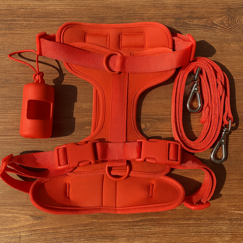 Red-Combo 1 (Harness, Leash and Poop bag)