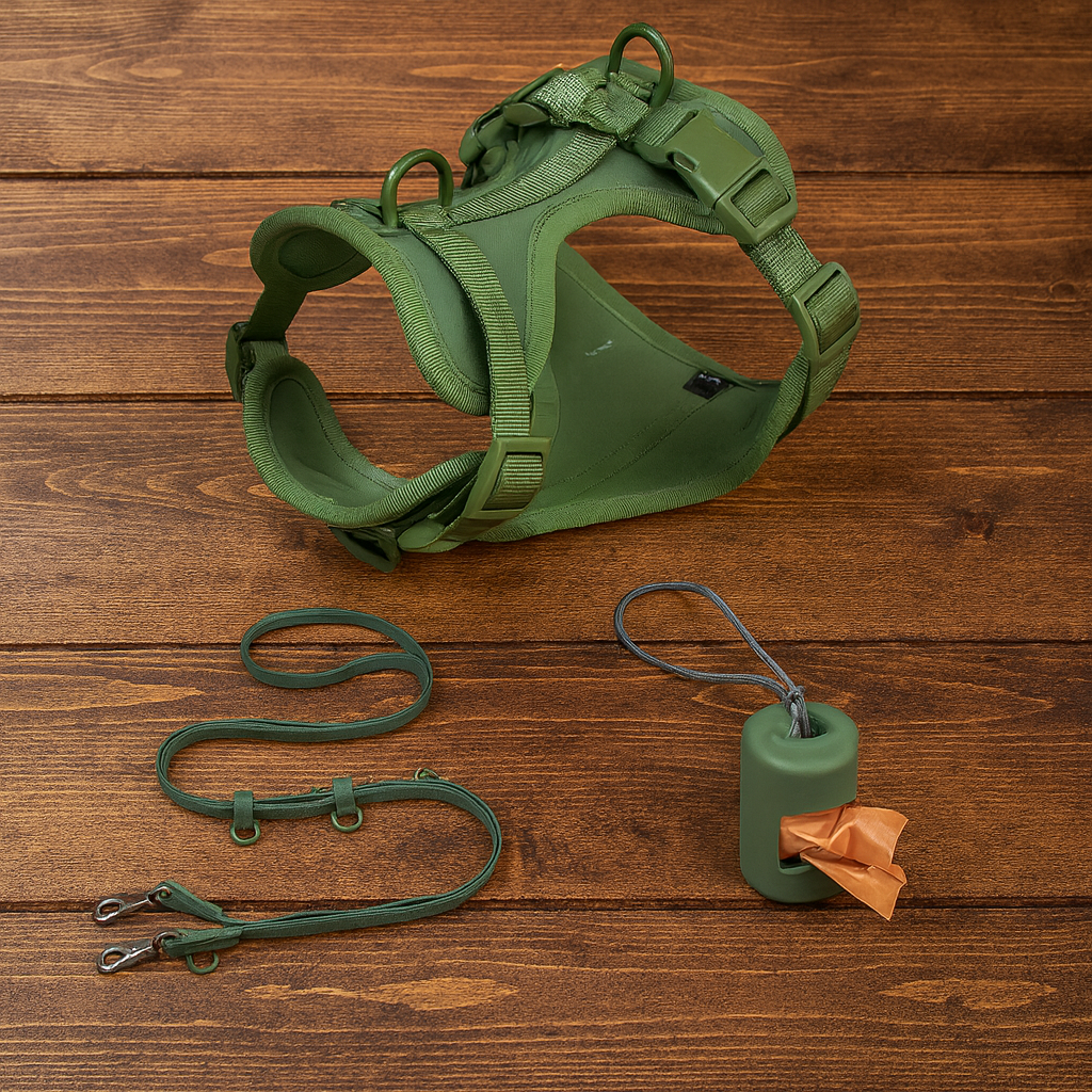 Green-Combo 1 (Harness, Leash and Poop bag)